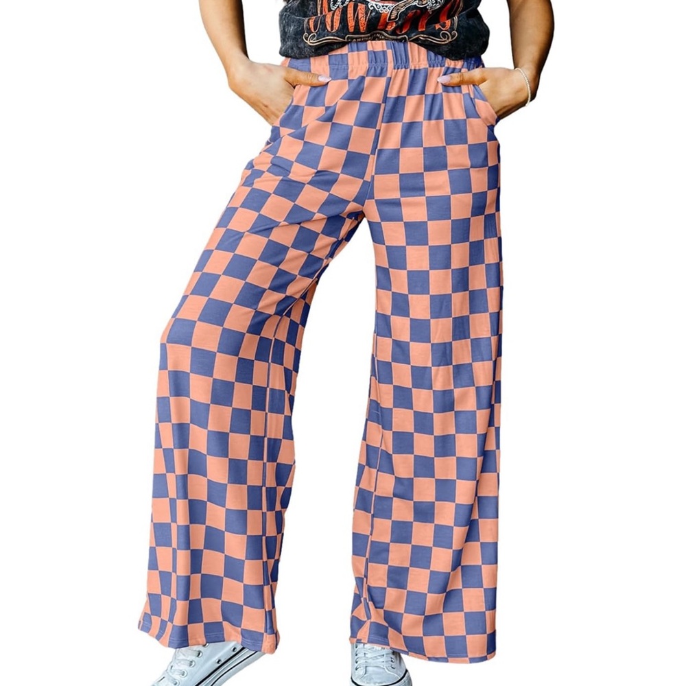 Star Blvd - Orange + Blue Checkered Pants